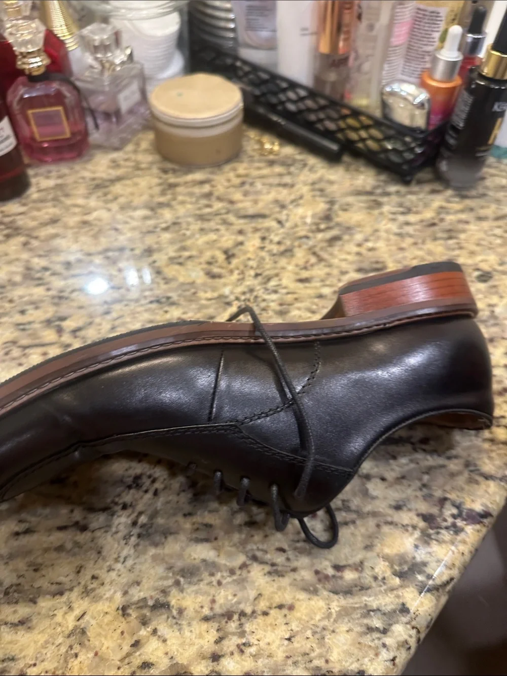 Classic Black Leather Derby Oxfords with Contrast Welt